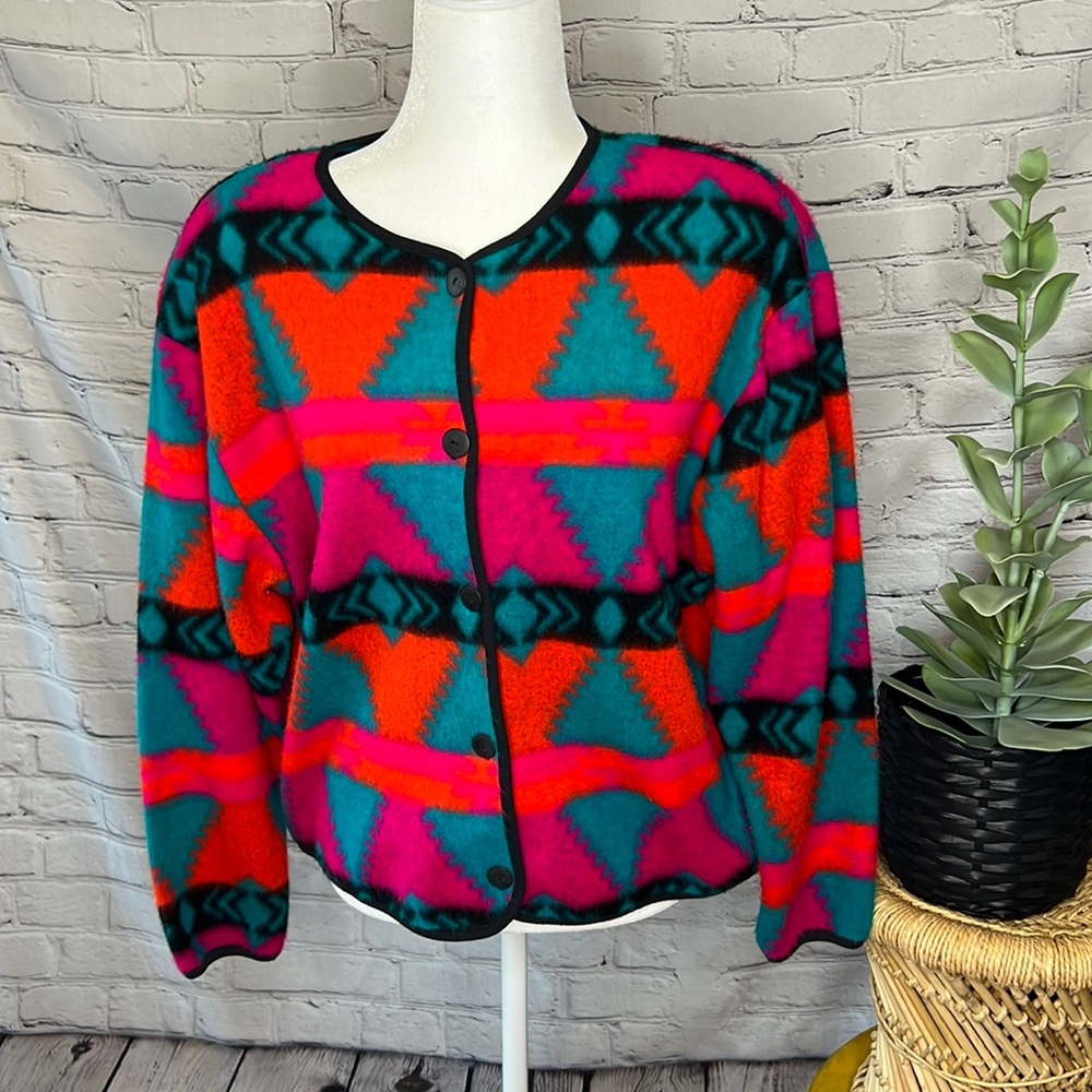 Vibrant Geometric Patterned Cardigan